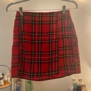 Plaid red skirt